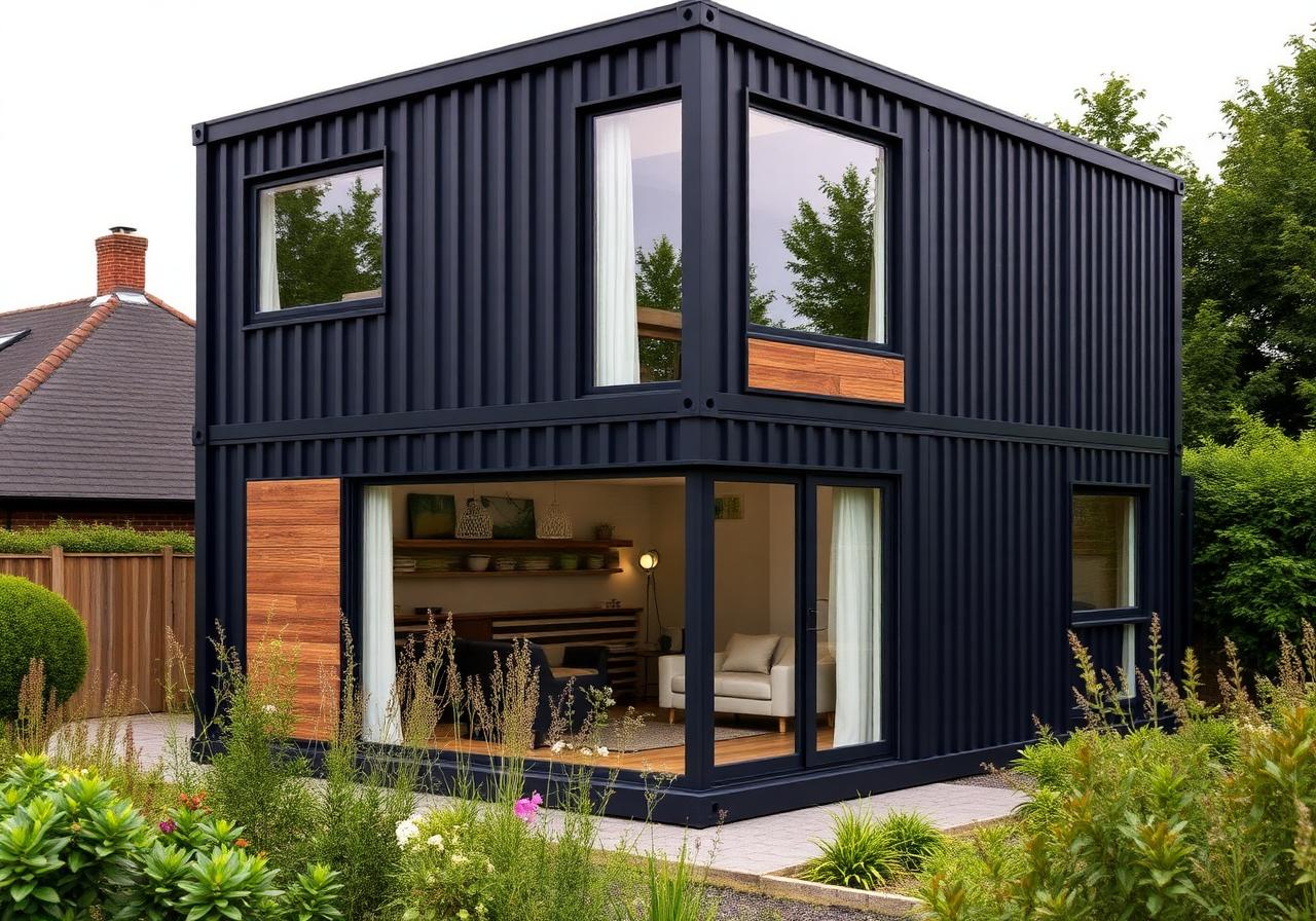 Modular container home with timber accents