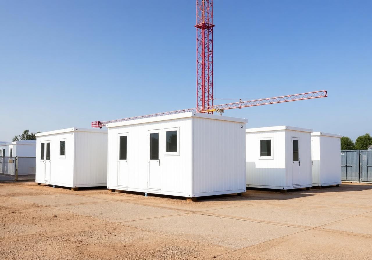 Modular welfare units on a UK construction site